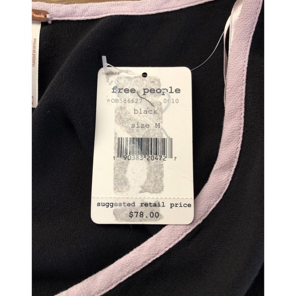 Free People NWT One Shoulder Black/Pink Top Size M - Picture 7 of 8